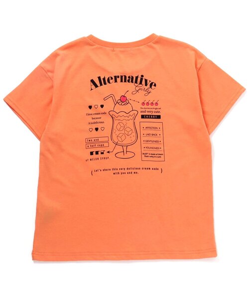 algy（アルジー）の「バックプリントT（Tシャツ/カットソー・キッズ・ミント/オレンジ/オフホワイト/ブラック・X-SMALL/XXX-SMALL/MEDIUM/XX-SMALL/SMALL）」の8枚目の写真