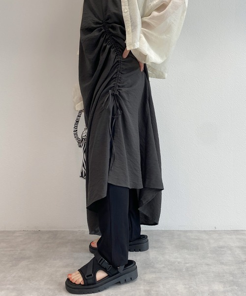 w closet(ダブルクローゼット)の「シアーリブフリーカットイージーパンツ(その他パンツ・レディース・ブラック/ピンク/オレンジ/ミント・FREE)」の2枚目の写真
