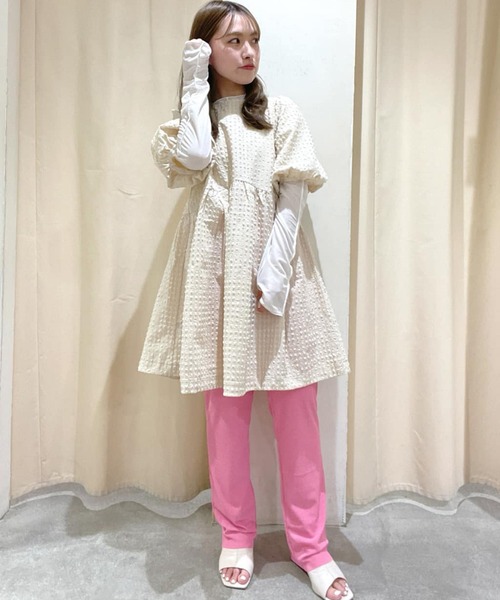 w closet(ダブルクローゼット)の「シアーリブフリーカットイージーパンツ(その他パンツ・レディース・ブラック/ピンク/オレンジ/ミント・FREE)」の10枚目の写真