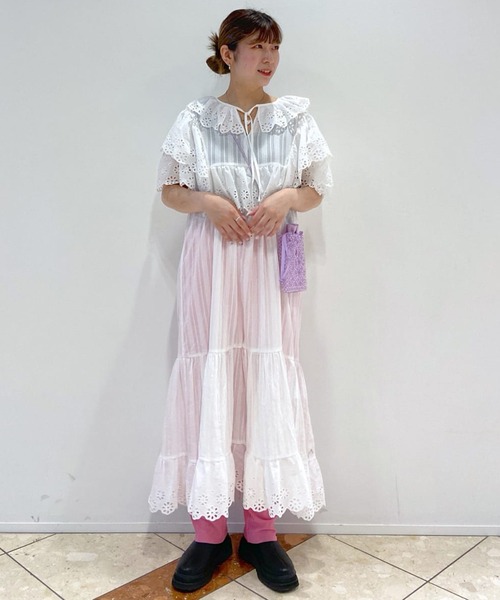 w closet(ダブルクローゼット)の「シアーリブフリーカットイージーパンツ(その他パンツ・レディース・ブラック/ピンク/オレンジ/ミント・FREE)」の6枚目の写真