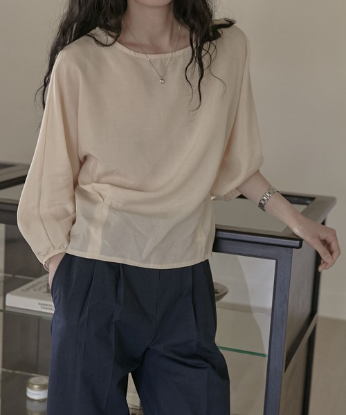 MUYMONA(ムイモナ)の「【MUYMONA】【2022SS】Linen boatneck blouse mmw22s025(シャツ/ブラウス・レディース・ホワイト/ブラック/イエロー・FREE)」の3枚目の写真