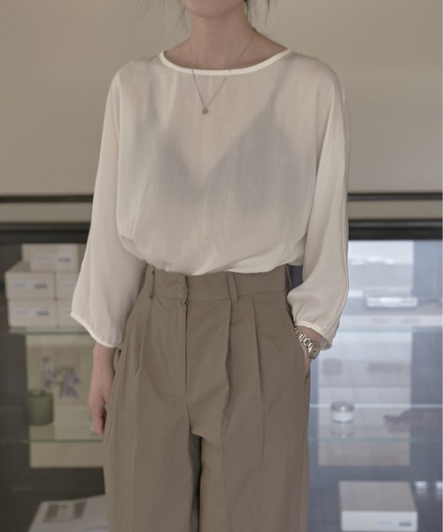 MUYMONA(ムイモナ)の「【MUYMONA】【2022SS】Linen boatneck blouse mmw22s025(シャツ/ブラウス・レディース・ホワイト/ブラック/イエロー・FREE)」の8枚目の写真