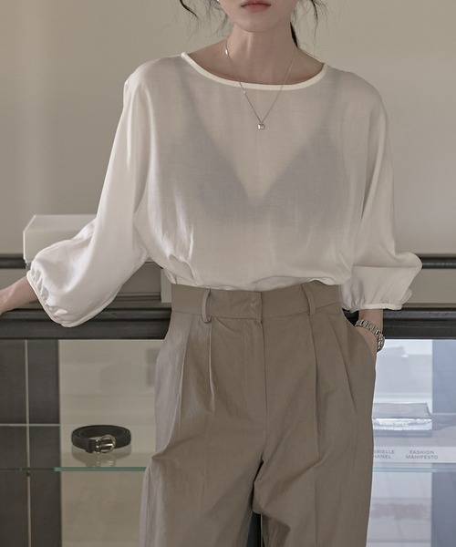 MUYMONA(ムイモナ)の「【MUYMONA】【2022SS】Linen boatneck blouse mmw22s025(シャツ/ブラウス・レディース・ホワイト/ブラック/イエロー・FREE)」の5枚目の写真
