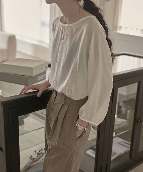 MUYMONA(ムイモナ)の「【MUYMONA】【2022SS】Linen boatneck blouse mmw22s025(シャツ/ブラウス・レディース・ホワイト/ブラック/イエロー・FREE)」の7枚目の写真