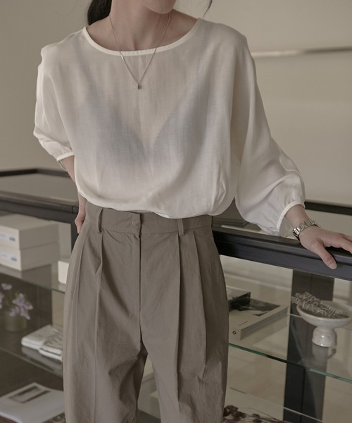 MUYMONA(ムイモナ)の「【MUYMONA】【2022SS】Linen boatneck blouse mmw22s025(シャツ/ブラウス・レディース・ホワイト/ブラック/イエロー・FREE)」の6枚目の写真
