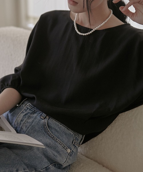 MUYMONA(ムイモナ)の「【MUYMONA】【2022SS】Linen boatneck blouse mmw22s025(シャツ/ブラウス・レディース・ホワイト/ブラック/イエロー・FREE)」の12枚目の写真