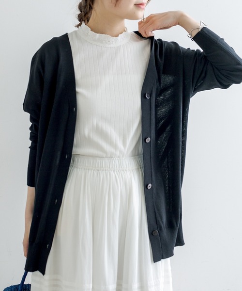 PUAL CE CIN(ピュアルセシン)の「機能素材カーディガン(カーディガン/ボレロ・レディース・ライトグレー/ブラック・FREE)」の3枚目の写真