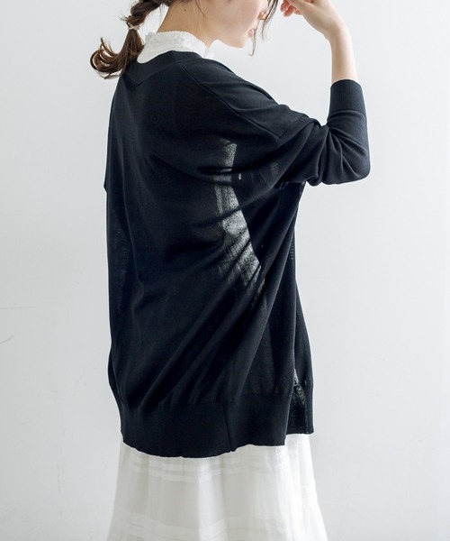 PUAL CE CIN(ピュアルセシン)の「機能素材カーディガン(カーディガン/ボレロ・レディース・ライトグレー/ブラック・FREE)」の4枚目の写真