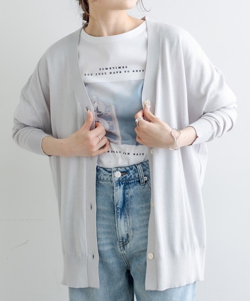 PUAL CE CIN(ピュアルセシン)の「機能素材カーディガン(カーディガン/ボレロ・レディース・ライトグレー/ブラック・FREE)」の6枚目の写真