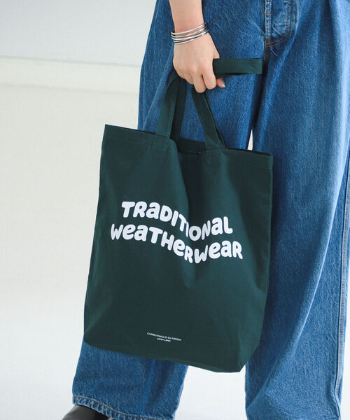 Traditional Weatherwear(トラディショナルウェザーウェア)の「Traditional Weatherwear / ウェーブ ロゴ ガセット トートバッグ(トートバッグ・レディース・インディゴブルー/ダークグリーン/ライトブラウン/ホワイト・ONE SIZE)」の3枚目の写真