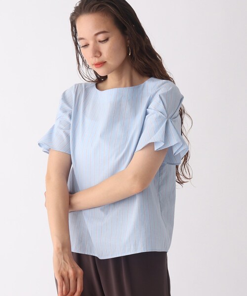 OPAQUE.CLIP（オペークドットクリップ）の「◆タックデザインスリーブブラウス【マルチファンクション/WEB限定サイズ】（シャツ/ブラウス・レディース・ブラック/レンガ/グリーン系その他4/ホワイト系/ブルー系7・40/38/42/36）」の4枚目の写真