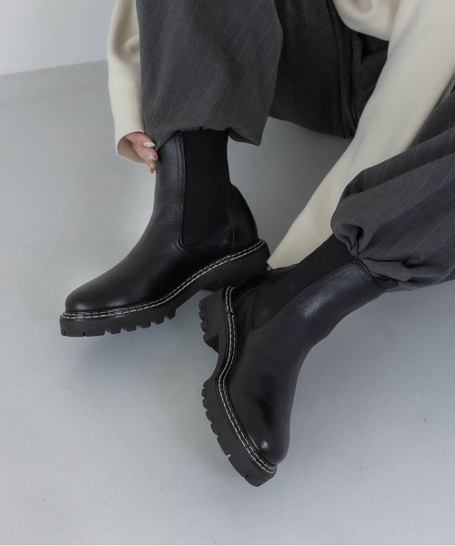 EVOL（イーボル）の「【EVOL】本革ステッチサイドゴアブーツ IT8097（ブーツ・レディース・ブラック/ブラック×ブラック・22.5cm/23.0cm/23.5cm/24.0cm/24.5cm/25.0cm）」の17枚目の写真