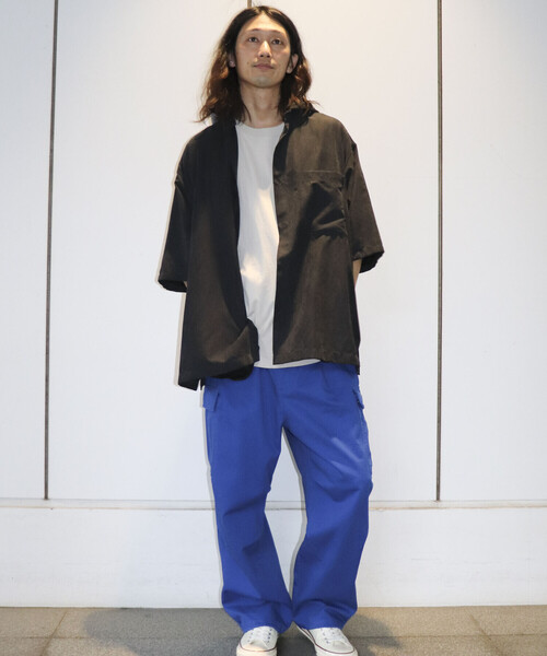 Purple&Yellow(パープルアンドイエロー)の「2WAYピーチスキンシャツ(裏毛フード+バンドカラーシャツ)(シャツ/ブラウス・メンズ・ブラック/ピンク/グリーン・MEDIUM/LARGE/X-SMALL/SMALL)」の5枚目の写真