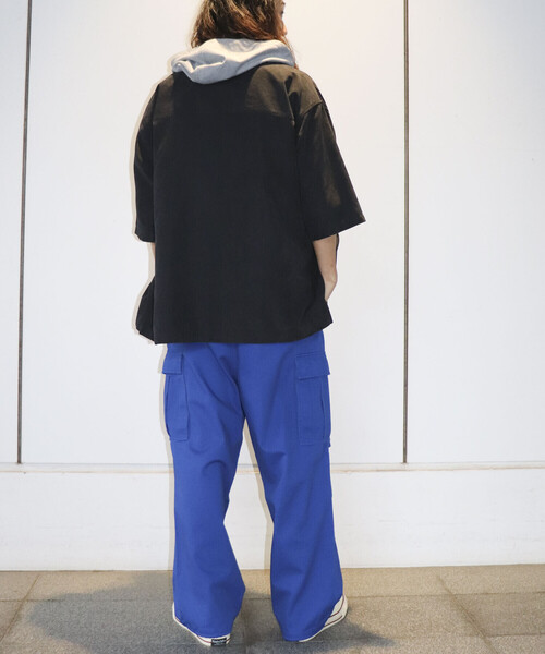 Purple&Yellow(パープルアンドイエロー)の「2WAYピーチスキンシャツ(裏毛フード+バンドカラーシャツ)(シャツ/ブラウス・メンズ・ブラック/ピンク/グリーン・MEDIUM/LARGE/X-SMALL/SMALL)」の7枚目の写真