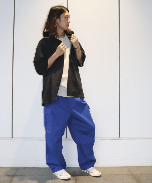 Purple&Yellow(パープルアンドイエロー)の「2WAYピーチスキンシャツ(裏毛フード+バンドカラーシャツ)(シャツ/ブラウス・メンズ・ブラック/ピンク/グリーン・MEDIUM/LARGE/X-SMALL/SMALL)」の8枚目の写真