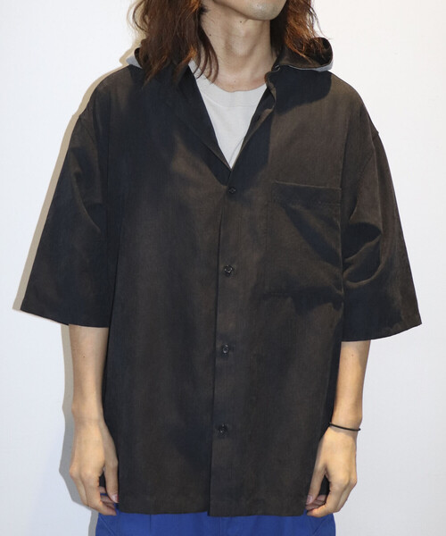Purple&Yellow(パープルアンドイエロー)の「2WAYピーチスキンシャツ(裏毛フード+バンドカラーシャツ)(シャツ/ブラウス・メンズ・ブラック/ピンク/グリーン・MEDIUM/LARGE/X-SMALL/SMALL)」の9枚目の写真