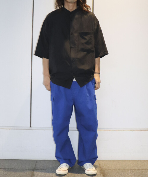 Purple&Yellow(パープルアンドイエロー)の「2WAYピーチスキンシャツ(裏毛フード+バンドカラーシャツ)(シャツ/ブラウス・メンズ・ブラック/ピンク/グリーン・MEDIUM/LARGE/X-SMALL/SMALL)」の17枚目の写真