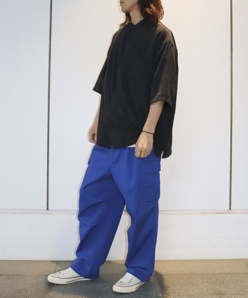 Purple&Yellow(パープルアンドイエロー)の「2WAYピーチスキンシャツ(裏毛フード+バンドカラーシャツ)(シャツ/ブラウス・メンズ・ブラック/ピンク/グリーン・MEDIUM/LARGE/X-SMALL/SMALL)」の18枚目の写真