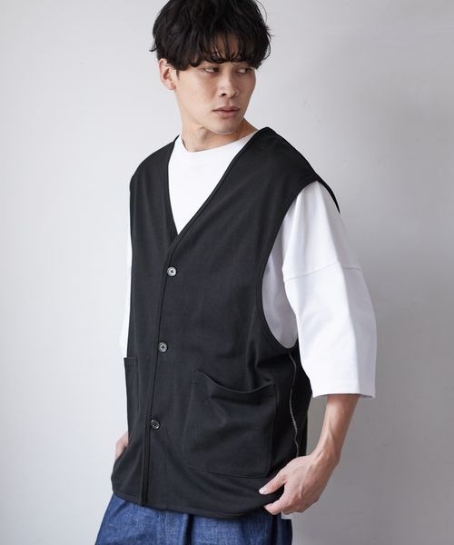 LOWRYS FARM(ローリーズファーム)の「カットステッチベスト 299368(ベスト・メンズ・ブラック/グリーン・MEDIUM/LARGE)」の1枚目の写真