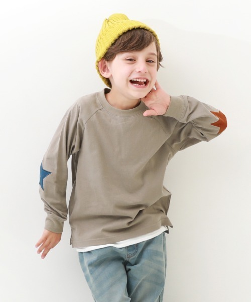 devirock(デビロック)の「エルボーパッチ 長袖Tシャツ(Tシャツ/カットソー・キッズ・オフホワイト/スミクロ/グレー系その他/オレンジ系その他/ブルー系その他/ブルー系その他3/ブルー系その他2/ホワイト系その他/その他9/その他10/その他11/その他12・160cm/130cm/110cm/120cm/100cm/150cm/140cm)」の4枚目の写真