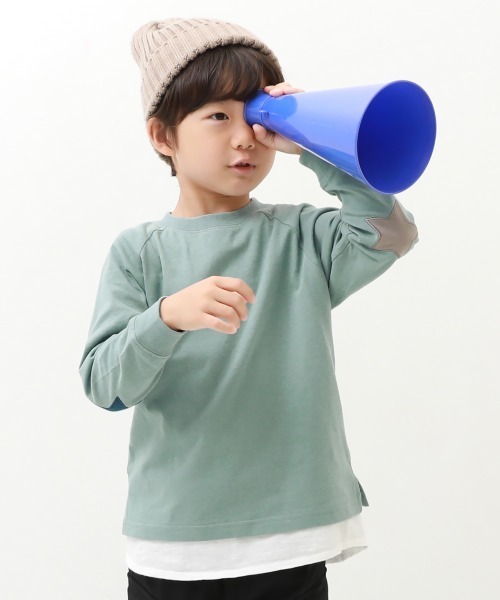 devirock(デビロック)の「エルボーパッチ 長袖Tシャツ(Tシャツ/カットソー・キッズ・オフホワイト/スミクロ/グレー系その他/オレンジ系その他/ブルー系その他/ブルー系その他3/ブルー系その他2/ホワイト系その他/その他9/その他10/その他11/その他12・160cm/130cm/110cm/120cm/100cm/150cm/140cm)」の5枚目の写真