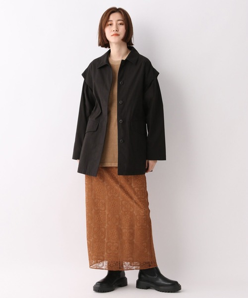 A part by（アパートバイ）の「ベストにもなる／【一部店舗限定】2WAYミリタリージャケット　127084（ミリタリージャケット・レディース・ブラック/カーキ・FREE）」の3枚目の写真