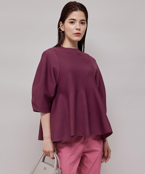 ROPE'(ロペ)の「【秋の新作】フルニードルフォルムペプラムニット(Tシャツ/カットソー・レディース・スミクロ/ワイン/ブルー系その他4・38)」の1枚目の写真