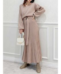プリーツカシュクールロンスリワンピース