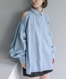 mystic | デニム肩あきボリュームシャツ(シャツ/ブラウス)