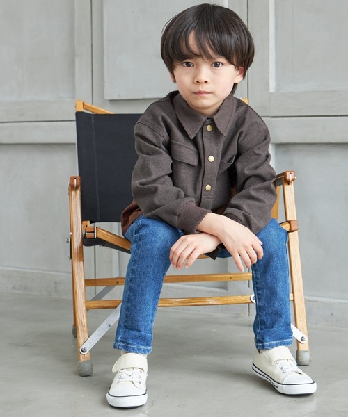 MAKE YOUR DAY(メイクユアデイ)の「ワークシャツジャケット■100~140cm(シャツ/ブラウス・キッズ・ダークブラウン/ネイビー・100/140/110/130/120)」の3枚目の写真