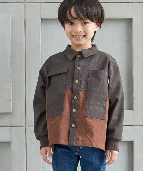 MAKE YOUR DAY(メイクユアデイ)の「ワークシャツジャケット■100~140cm(シャツ/ブラウス・キッズ・ダークブラウン/ネイビー・100/140/110/130/120)」の4枚目の写真