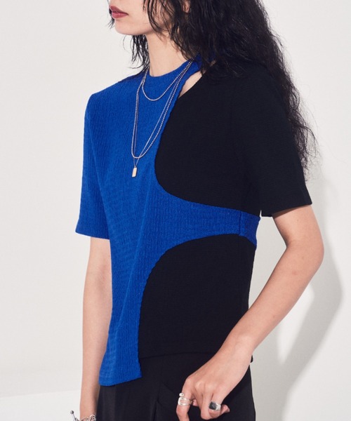 VACANCY(ヴァカンシー)の「アシンメトリーカットTシャツ(Tシャツ/カットソー・レディース・ブルー/ブラック・FREE)」の17枚目の写真