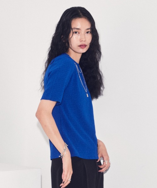 VACANCY(ヴァカンシー)の「アシンメトリーカットTシャツ(Tシャツ/カットソー・レディース・ブルー/ブラック・FREE)」の7枚目の写真