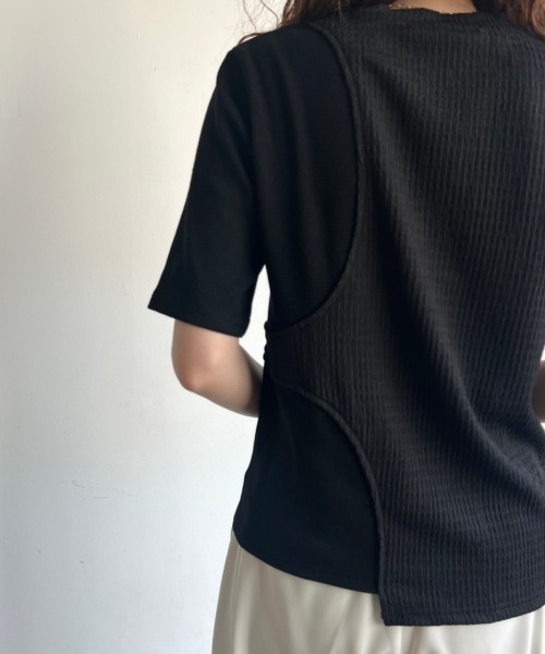 VACANCY(ヴァカンシー)の「アシンメトリーカットTシャツ(Tシャツ/カットソー・レディース・ブルー/ブラック・FREE)」の4枚目の写真