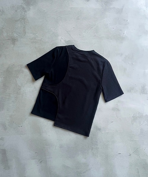 VACANCY(ヴァカンシー)の「アシンメトリーカットTシャツ(Tシャツ/カットソー・レディース・ブルー/ブラック・FREE)」の19枚目の写真