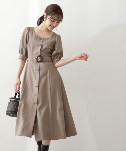 PROPORTION BODY DRESSING（プロポーションボディドレッシング）の「パフスリーブフレアワンピース / 1212240810（ワンピース・レディース・ブラウン/ライトグリーン・SMALL/MEDIUM）」の2枚目の写真