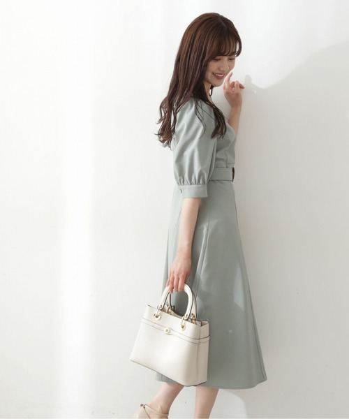 PROPORTION BODY DRESSING（プロポーションボディドレッシング）の「パフスリーブフレアワンピース / 1212240810（ワンピース・レディース・ブラウン/ライトグリーン・SMALL/MEDIUM）」の9枚目の写真