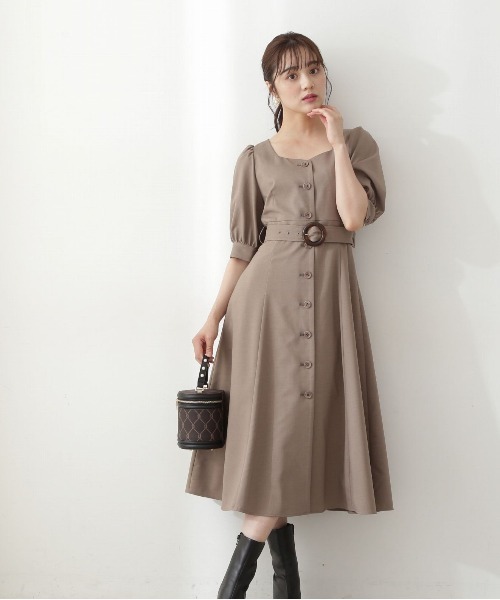PROPORTION BODY DRESSING（プロポーションボディドレッシング）の「パフスリーブフレアワンピース / 1212240810（ワンピース・レディース・ブラウン/ライトグリーン・SMALL/MEDIUM）」の6枚目の写真