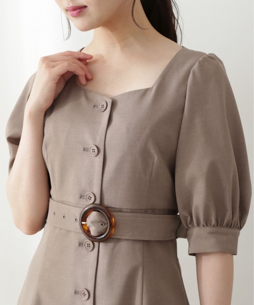 PROPORTION BODY DRESSING（プロポーションボディドレッシング）の「パフスリーブフレアワンピース / 1212240810（ワンピース・レディース・ブラウン/ライトグリーン・SMALL/MEDIUM）」の3枚目の写真