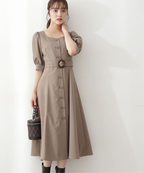 PROPORTION BODY DRESSING（プロポーションボディドレッシング）の「パフスリーブフレアワンピース / 1212240810（ワンピース・レディース・ブラウン/ライトグリーン・SMALL/MEDIUM）」の4枚目の写真