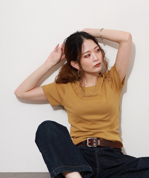 ACE(エース)の「ACE オーガニックコットン フライス Tシャツ デオドラント UV加工(Tシャツ/カットソー・レディース・パープル/ホワイト/オレンジ/カーキ/ブルーグリーン/ライトブルー/ブラック/グレー/チャコールグレー/マスタード/ブラウン/ピンク/ライトピンク・XL/L/M/3L/4L/LL)」の10枚目の写真