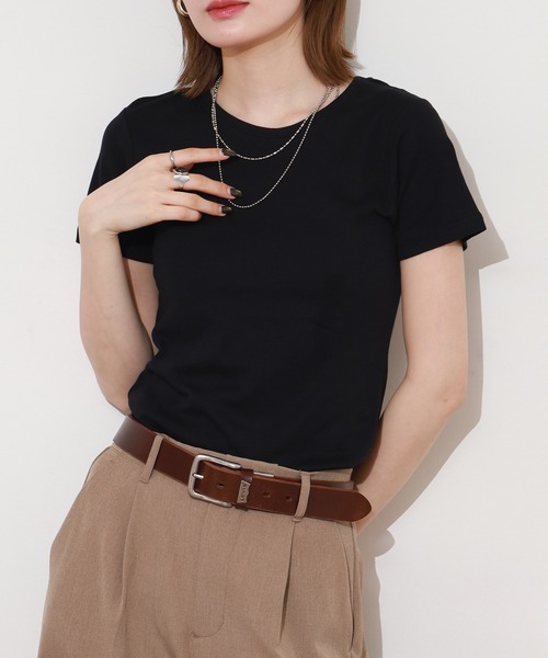 ACE(エース)の「ACE オーガニックコットン フライス Tシャツ デオドラント UV加工(Tシャツ/カットソー・レディース・パープル/ホワイト/オレンジ/カーキ/ブルーグリーン/ライトブルー/ブラック/グレー/チャコールグレー/マスタード/ブラウン/ピンク/ライトピンク・XL/L/M/3L/4L/LL)」の2枚目の写真