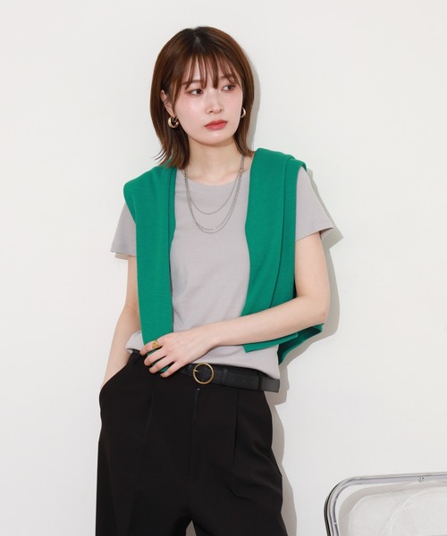 ACE(エース)の「ACE オーガニックコットン フライス Tシャツ デオドラント UV加工(Tシャツ/カットソー・レディース・パープル/ホワイト/オレンジ/カーキ/ブルーグリーン/ライトブルー/ブラック/グレー/チャコールグレー/マスタード/ブラウン/ピンク/ライトピンク・XL/L/M/3L/4L/LL)」の21枚目の写真