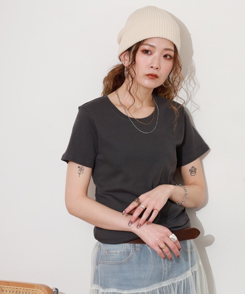 ACE(エース)の「ACE オーガニックコットン フライス Tシャツ デオドラント UV加工(Tシャツ/カットソー・レディース・パープル/ホワイト/オレンジ/カーキ/ブルーグリーン/ライトブルー/ブラック/グレー/チャコールグレー/マスタード/ブラウン/ピンク/ライトピンク・XL/L/M/3L/4L/LL)」の15枚目の写真