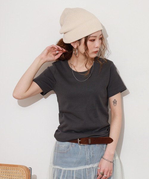 ACE(エース)の「ACE オーガニックコットン フライス Tシャツ デオドラント UV加工(Tシャツ/カットソー・レディース・パープル/ホワイト/オレンジ/カーキ/ブルーグリーン/ライトブルー/ブラック/グレー/チャコールグレー/マスタード/ブラウン/ピンク/ライトピンク・XL/L/M/3L/4L/LL)」の16枚目の写真