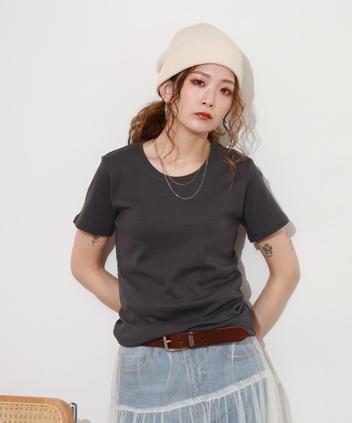 ACE(エース)の「ACE オーガニックコットン フライス Tシャツ デオドラント UV加工(Tシャツ/カットソー・レディース・パープル/ホワイト/オレンジ/カーキ/ブルーグリーン/ライトブルー/ブラック/グレー/チャコールグレー/マスタード/ブラウン/ピンク/ライトピンク・XL/L/M/3L/4L/LL)」の17枚目の写真