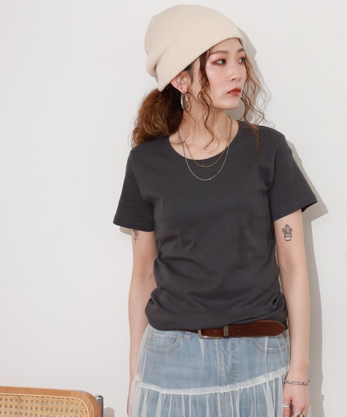 ACE(エース)の「ACE オーガニックコットン フライス Tシャツ デオドラント UV加工(Tシャツ/カットソー・レディース・パープル/ホワイト/オレンジ/カーキ/ブルーグリーン/ライトブルー/ブラック/グレー/チャコールグレー/マスタード/ブラウン/ピンク/ライトピンク・XL/L/M/3L/4L/LL)」の18枚目の写真
