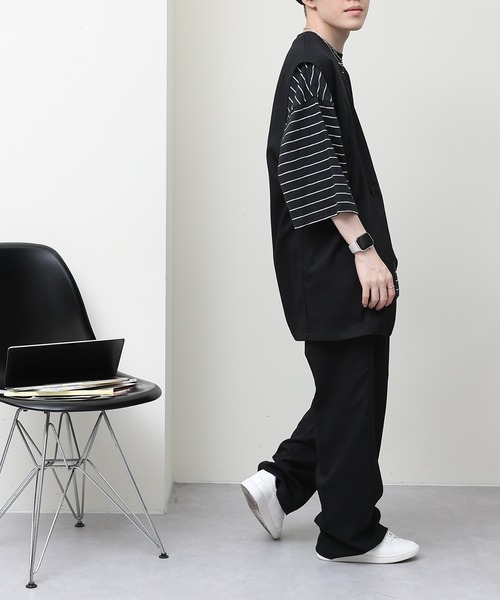 COLONY 2139（コロニートゥーワンスリーナイン）の「セットアップ対応 / ポリストレッチワイドスラックス（スラックス・メンズ・ブラック/モカ・MEDIUM/LARGE）」の3枚目の写真