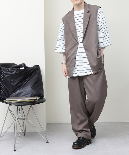 COLONY 2139（コロニートゥーワンスリーナイン）の「セットアップ対応 / ポリストレッチワイドスラックス（スラックス・メンズ・ブラック/モカ・MEDIUM/LARGE）」の20枚目の写真