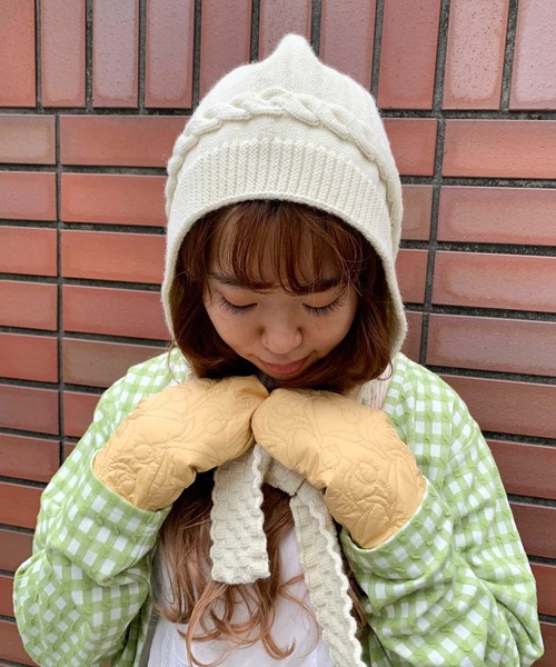 Casselini（キャセリーニ）の「Casselini(キャセリーニ)チューリップキルティングミトン（手袋・レディース・ブラック/ピンク/ブルー/クリーム・FREE）」の13枚目の写真